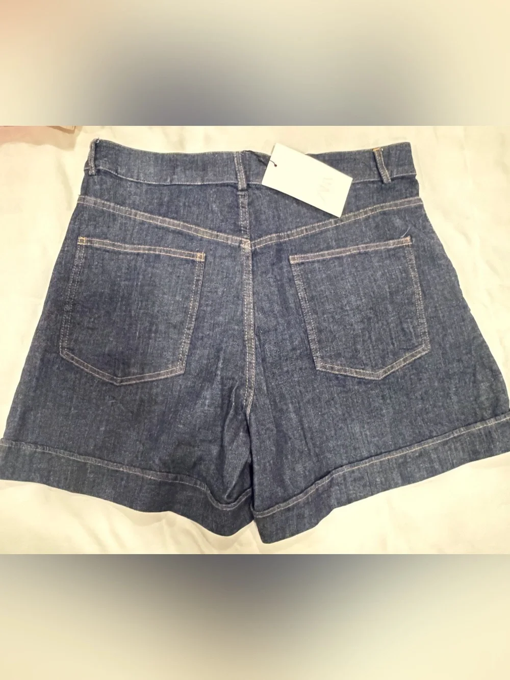 Zara Dark Blue High-Rise Denim Shorts